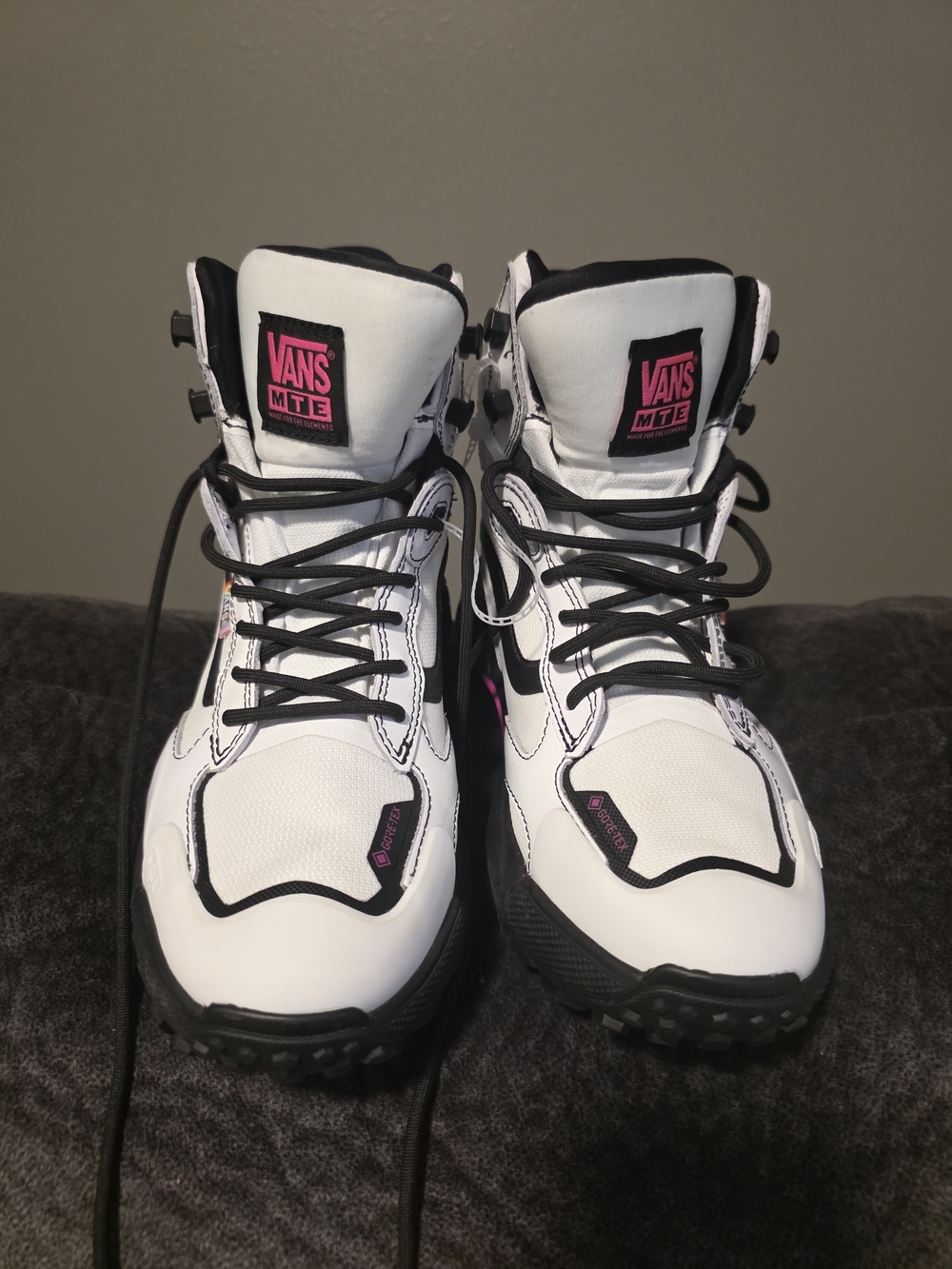 Vans MTE White & Black High-Top Sneakers with Pink Logo